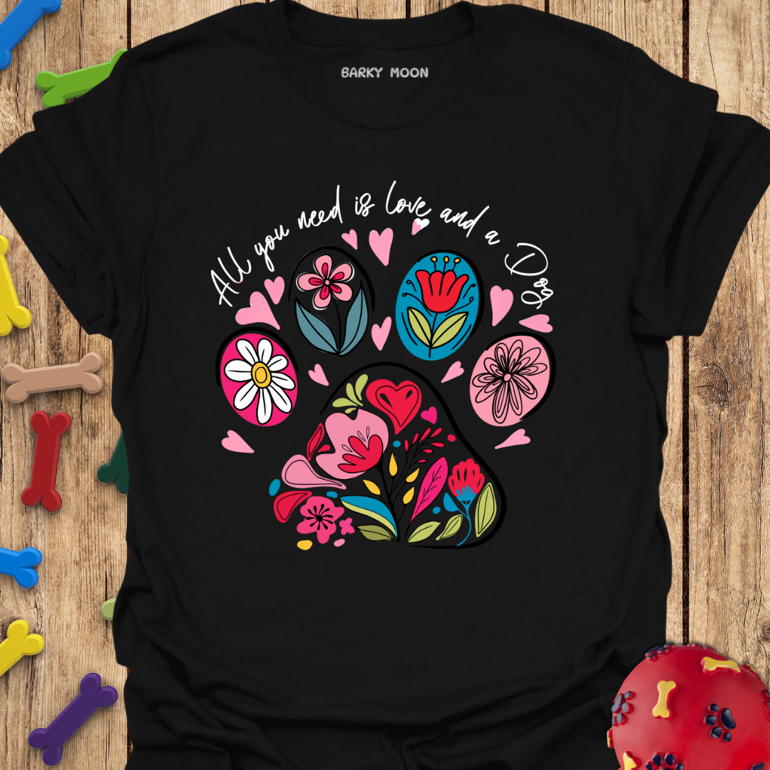 Floral Dog Paw T-Shirt