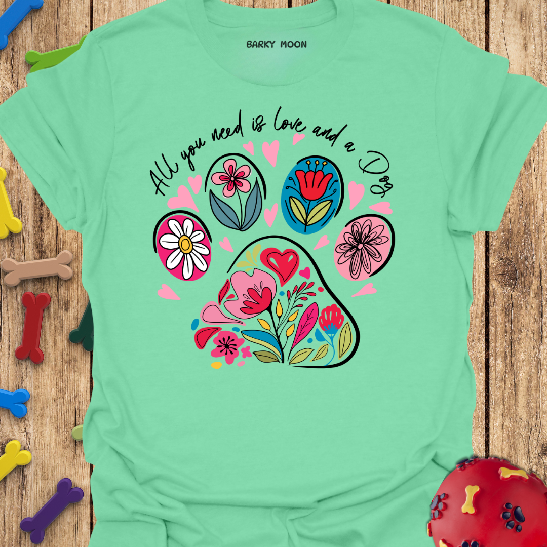 Floral Dog Paw T-Shirt