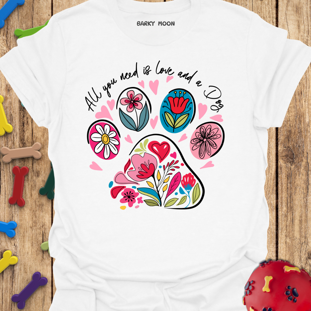 Floral Dog Paw T-Shirt