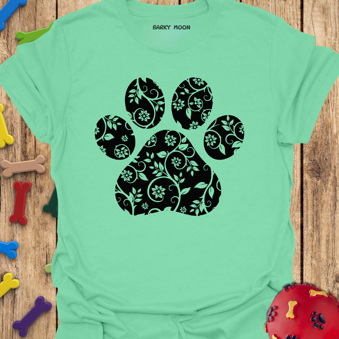 Floral Dog Paw T-Shirt