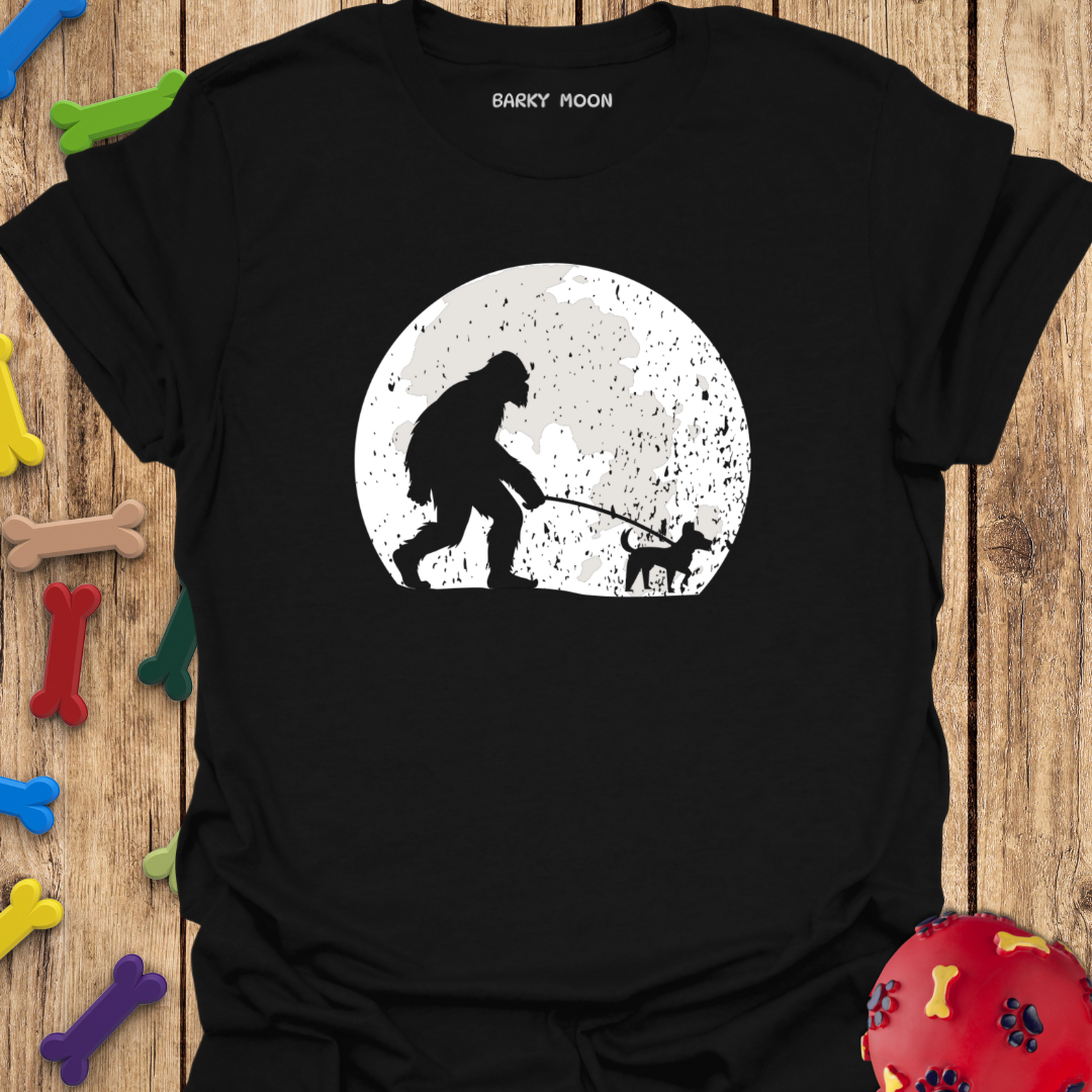 Big Foot Walking A Dog T-Shirt