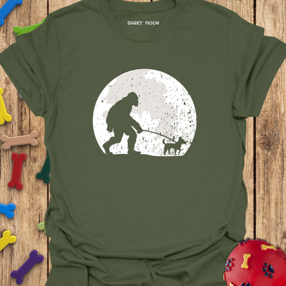 Big Foot Walking A Dog T-Shirt