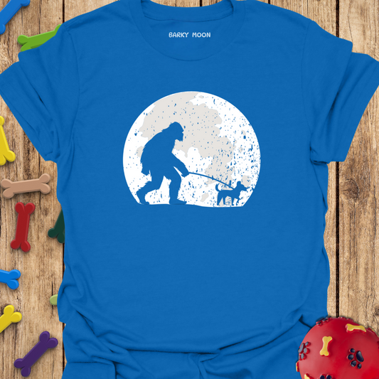 Big Foot Walking A Dog T-Shirt