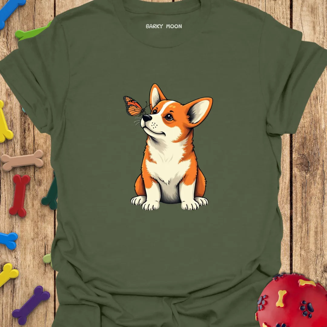 Corgi With Butterfly T-Shirt