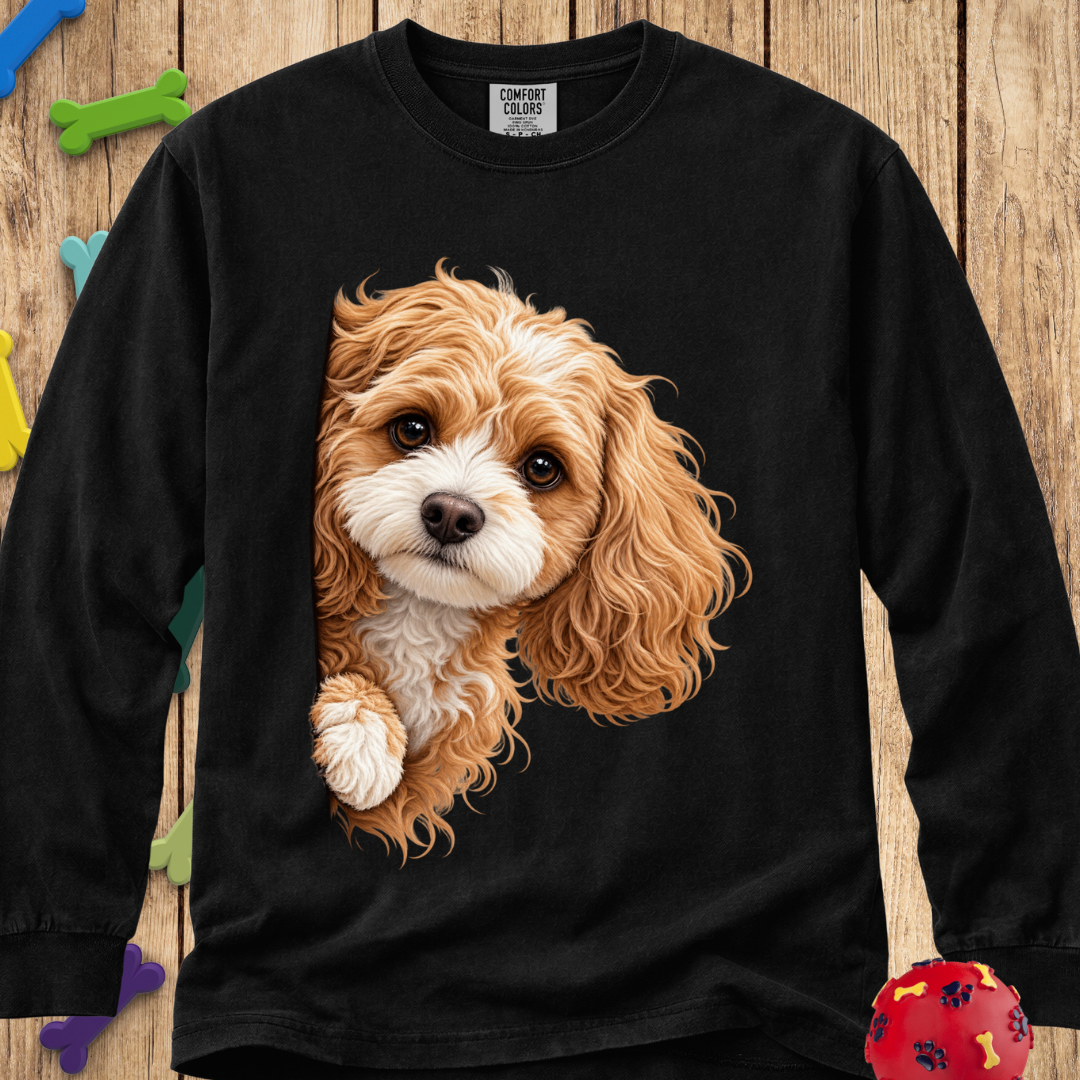 Peeking Cavapoo Long Sleeve Tee