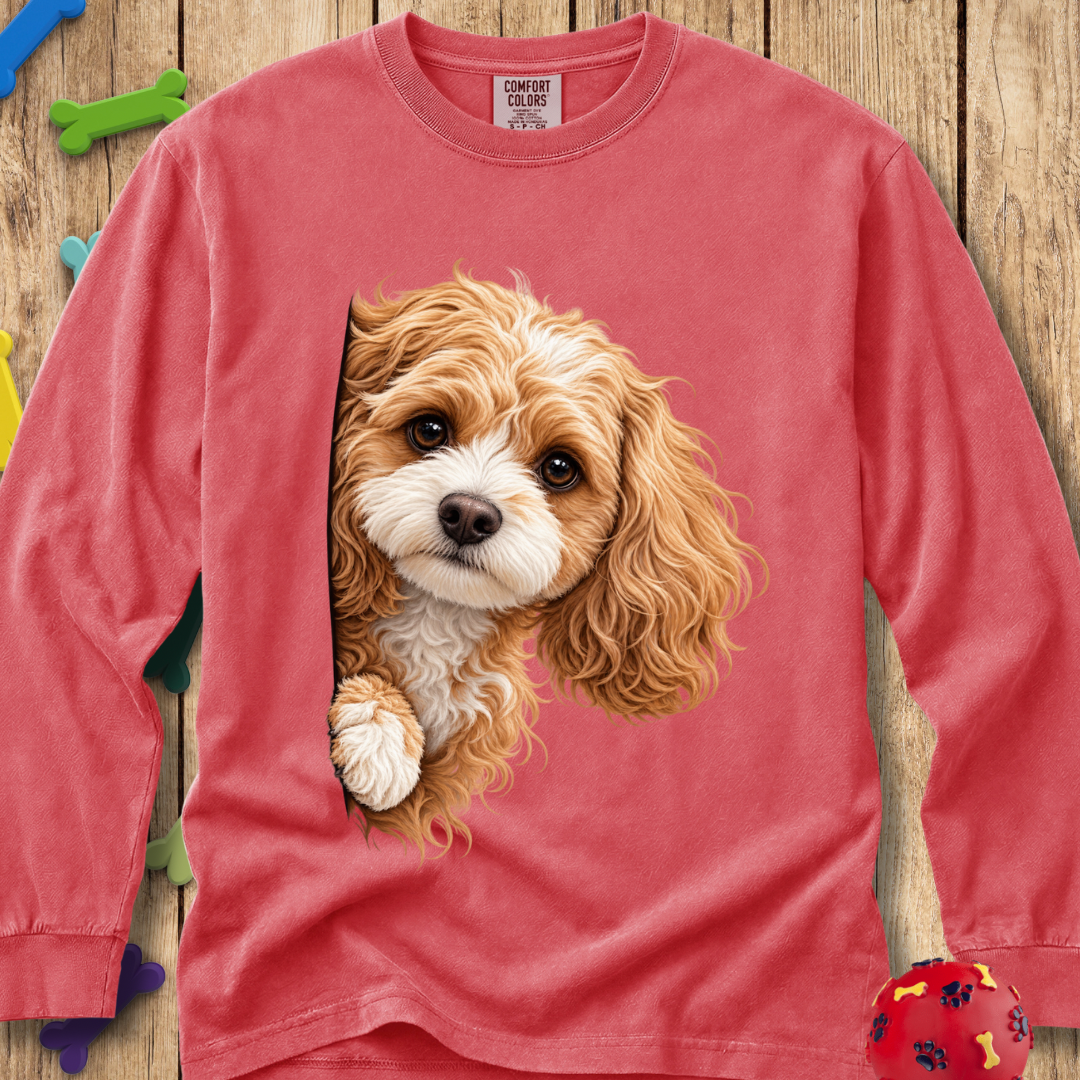 Peeking Cavapoo Long Sleeve Tee