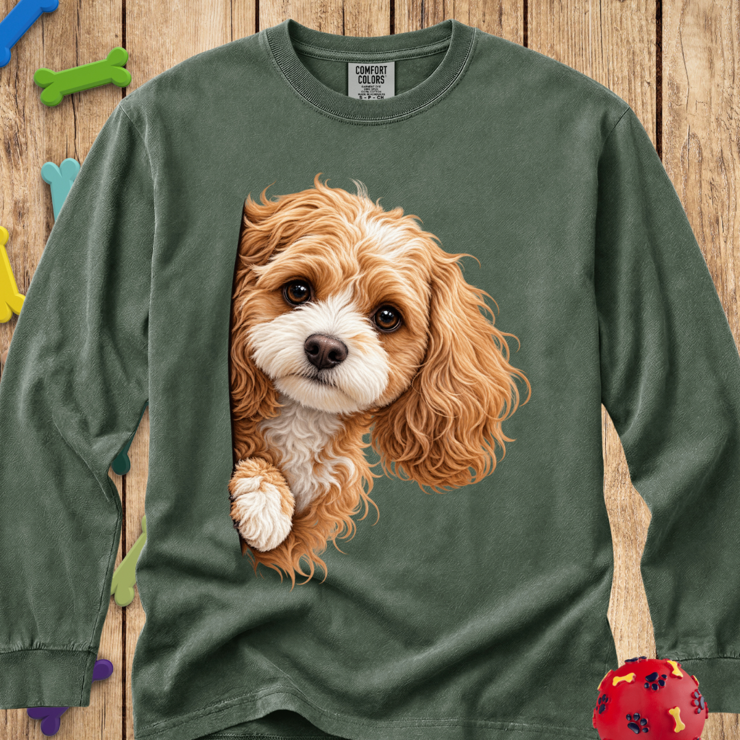 Peeking Cavapoo Long Sleeve Tee