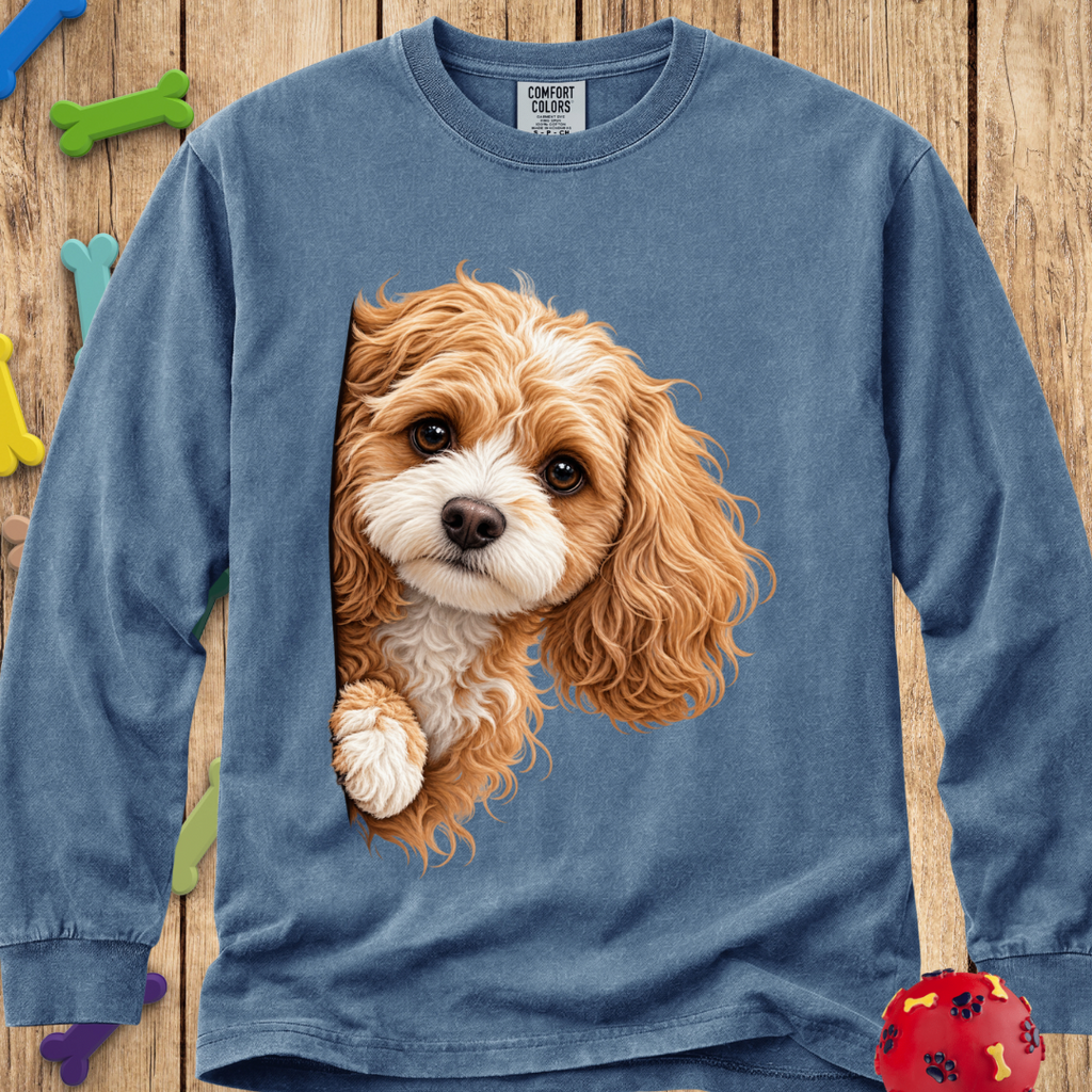 Peeking Cavapoo Long Sleeve Tee