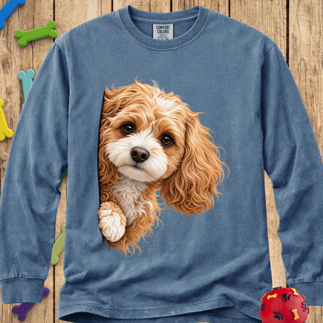 Peeking Cavapoo Long Sleeve Tee
