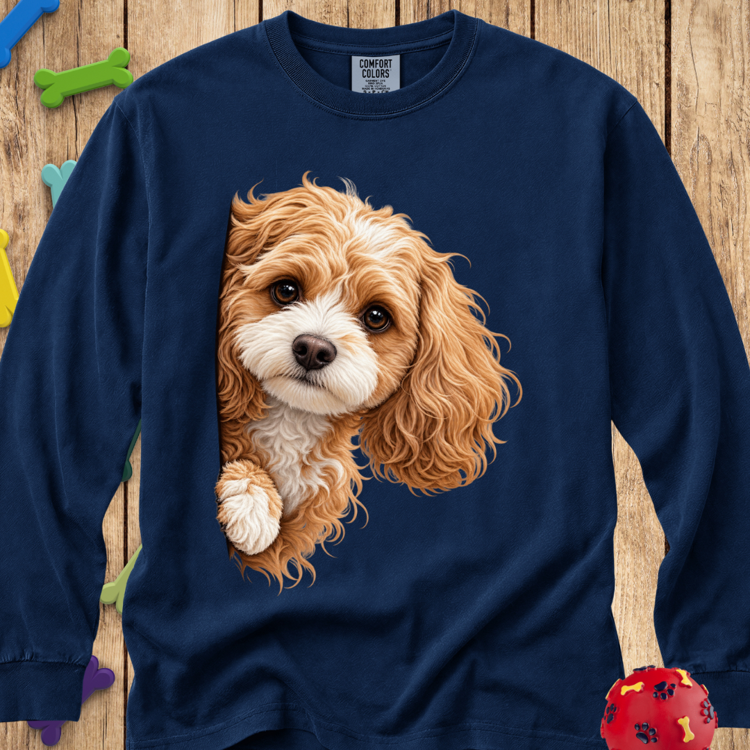 Peeking Cavapoo Long Sleeve Tee