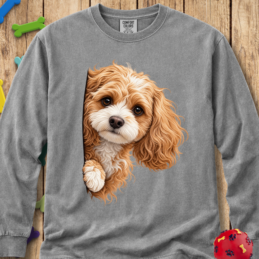 Peeking Cavapoo Long Sleeve Tee