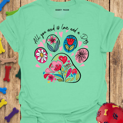 Floral Dog Paw T-Shirt